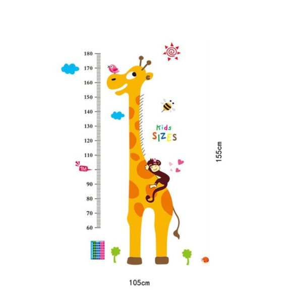 Égig érő zsiráf és barátai magasságmérő falmatrica