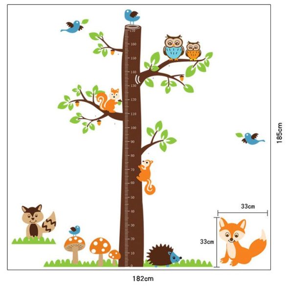 Erdei fa mókusokkal, rókával magasságmérő 