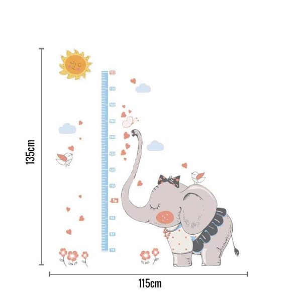 Elefántlány magasságmérős falmatrica